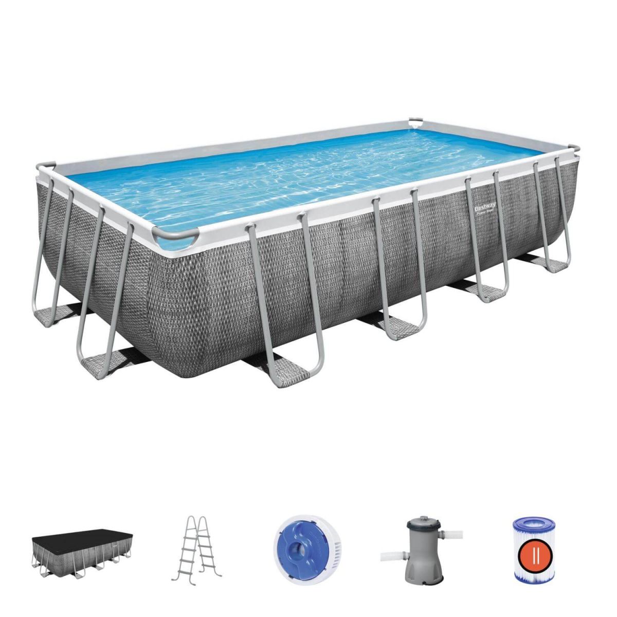 Бассейн каркасный 488x244x122 см, стиль ротанг, фильтр, комплект, BESTWAY, 56996 Бассейн каркасный 488x244x122 см, стиль ротанг, фильтр, комплект, BESTWAY, 56996